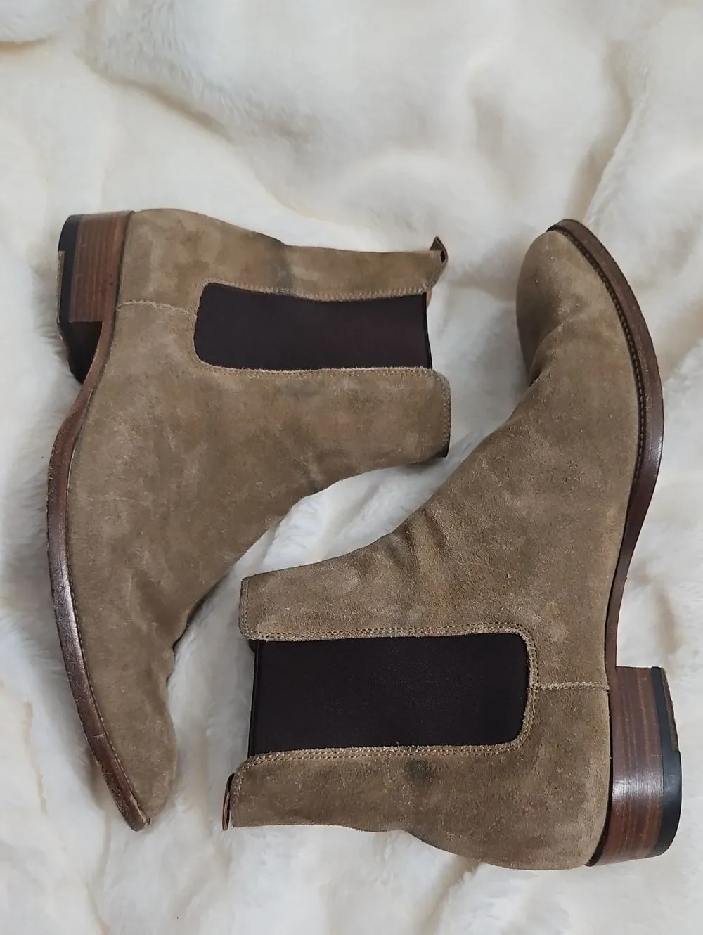 Saint Laurent Paris Wyatt Suede Chelsea Boots Men's 40.5 Tobacco Brown 443208